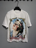 SAINT White Framed Woman Portrait Graphic T-Shirt ¡ª front