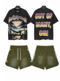 Godspeed Out Of Many Landscape T-Shirt & Shorts Set ¡ª front